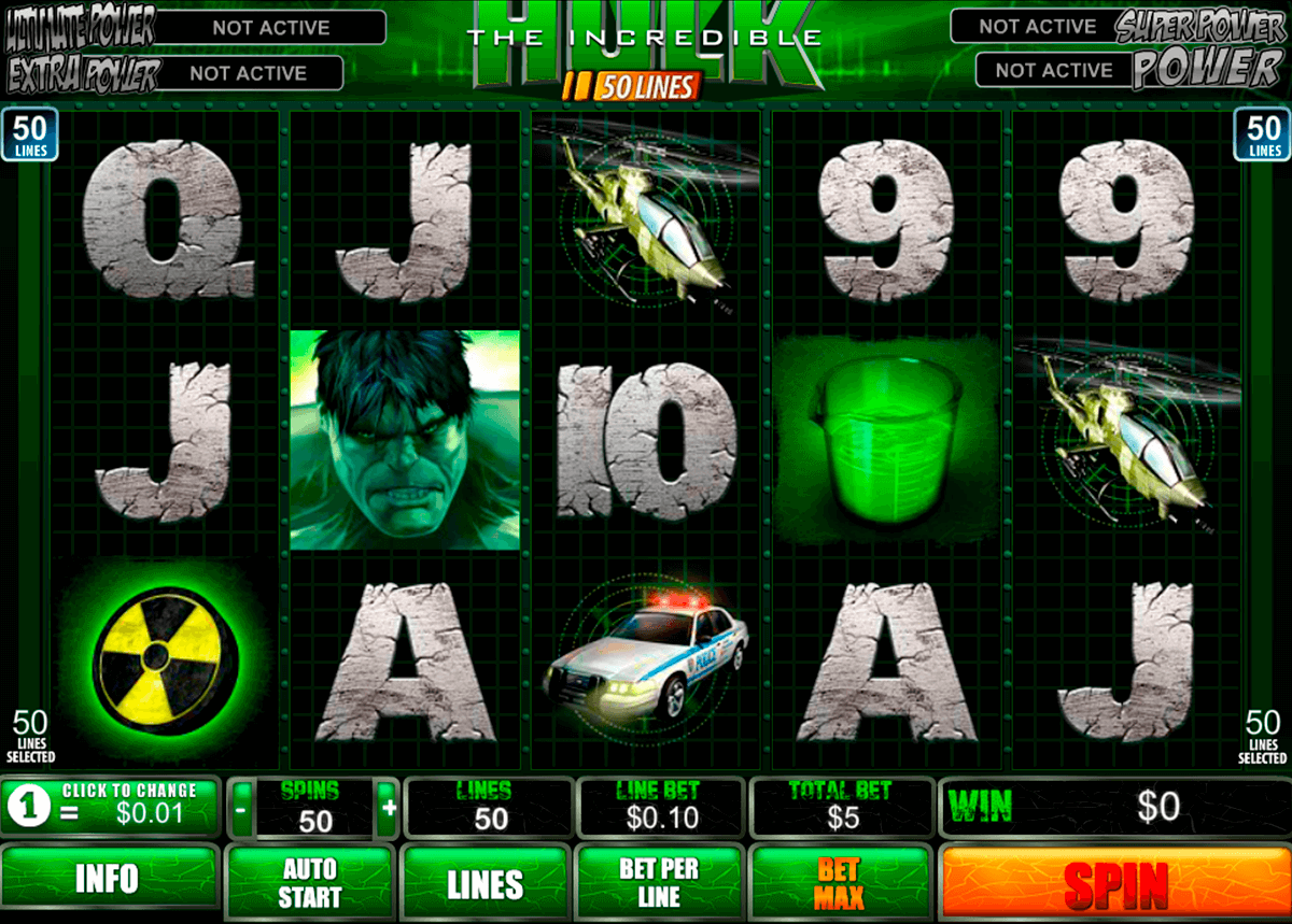 the incredible hulk 50 lines playtech machine a sous 